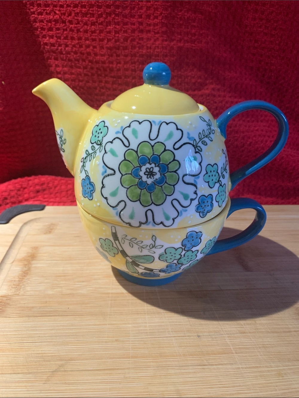 Vintage 70’s Stacking Tea for One pot and cup